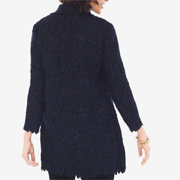 Chico's Travelers Collection Crushed navy blue Jacket 0 (small) - Picture 2 of 10